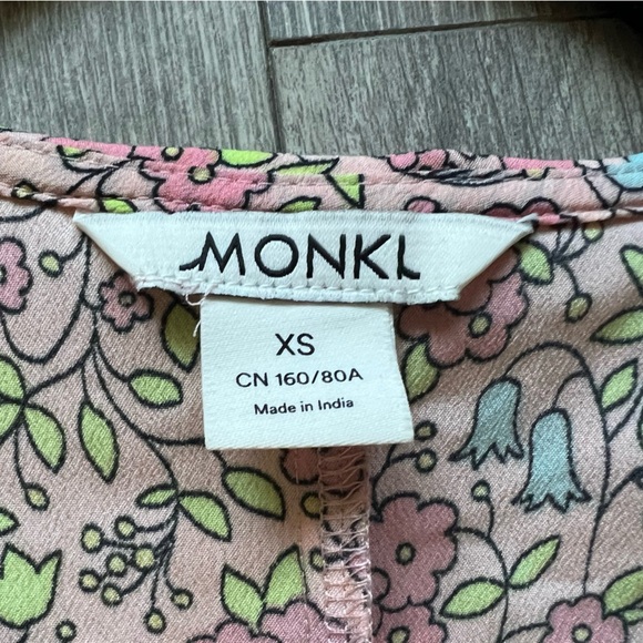 Monki floral print tiered midi dress w statement collar in multi floral print XS - Picture 14 of 15